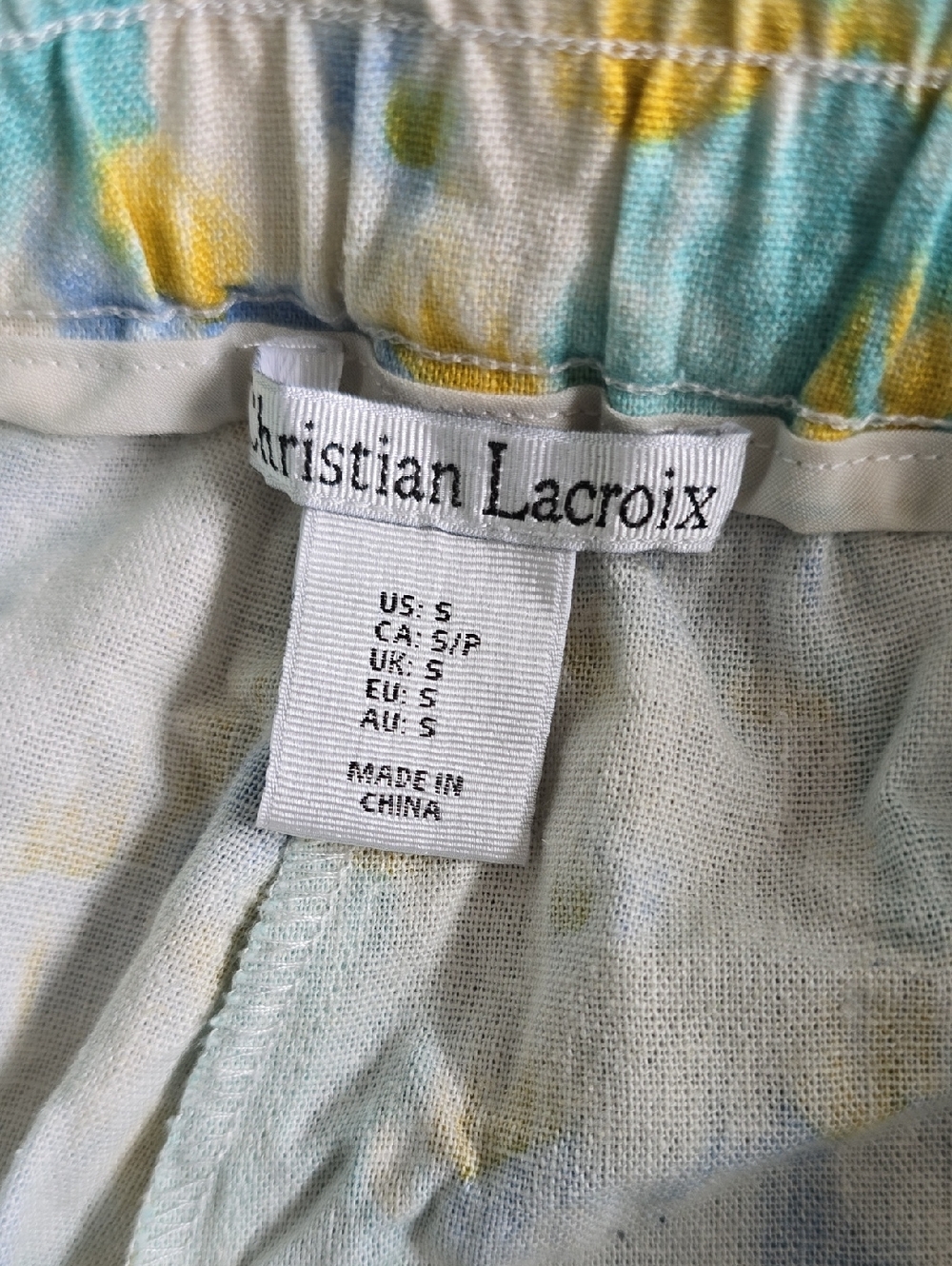 Christian Lacroix Linen Watercolor High Tide Matching High Rise Short Set Size S - Picture 5 of 6